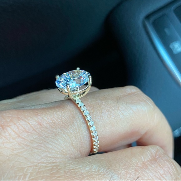 5ct 11x9mm Oval 14k Gold Diamond Engagement Ring - Picture 12 of 16